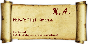 Mihályi Arita névjegykártya